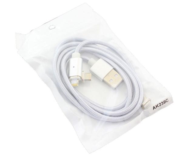 Кабель USB магнитный 3в1 усиленный SiPL серебритсый Кабель USB магнитный 3в1 усиленный SiPL серебритсый