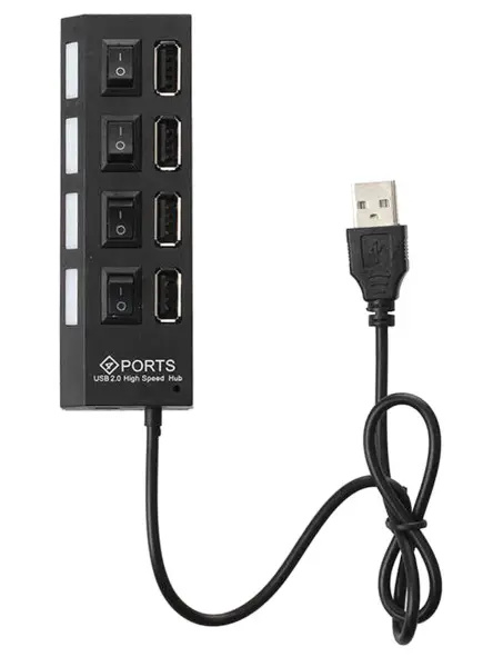 Скоростной разветвитель USB хаб Hub 4 порта с переключателями SIPL Скоростной разветвитель USB хаб Hub 4 порта с переключателями SIPL