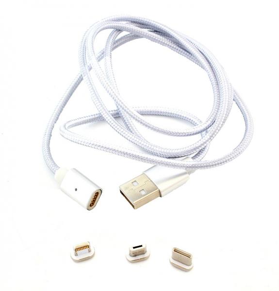 Кабель USB магнитный 3в1 усиленный SiPL серебритсый Кабель USB магнитный 3в1 усиленный SiPL серебритсый